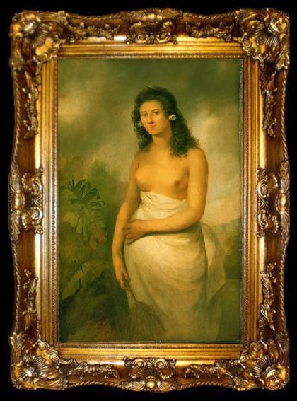 framed  John Webber The Tahitian Princess Poedua, the daughter of Orio, Chief of Raiatea, ta009-2